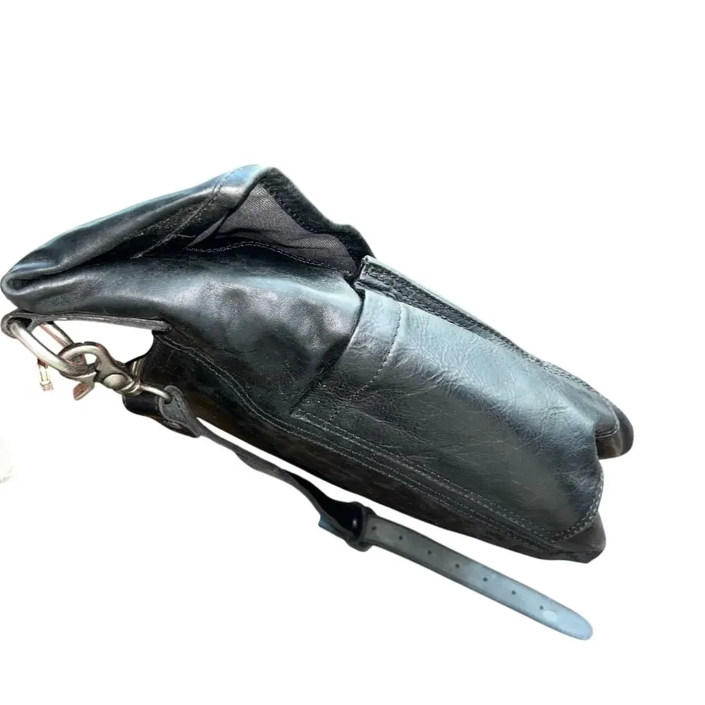 New Frye black leather messenger bag